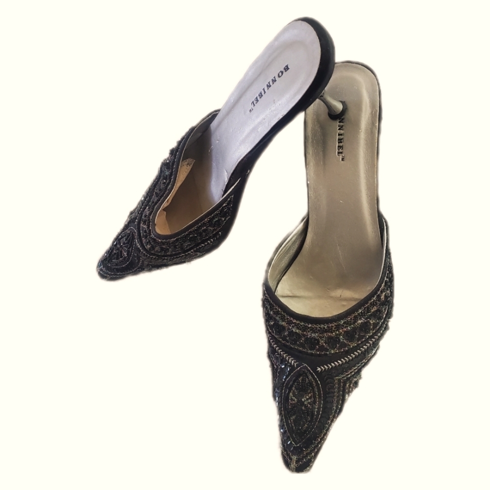 Black Beades Sequence Mules